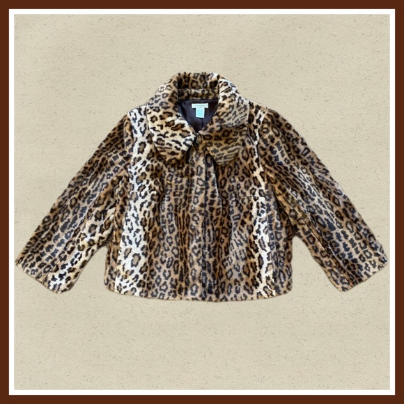 Laura Ashley Jackets & Blazers - Boxy Crop Faux Fur Leopard Print Coat by LAURA ASHLEY